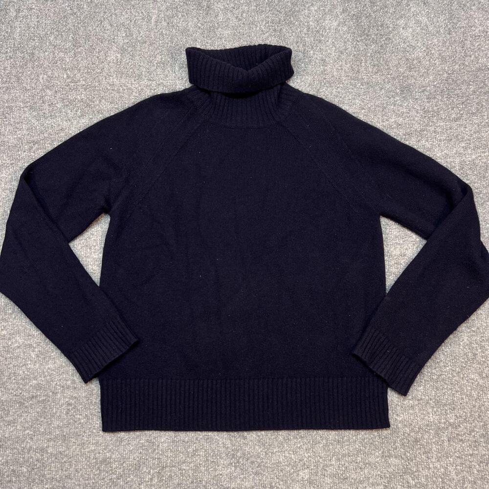 Iris & Ink Sweater Womens Small Navy 100% Cashmere Turtleneck Pullover Knit K712